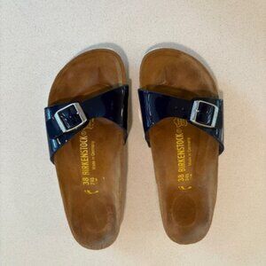 RARE Navy Patent Birkenstock Madrid, Size 38, Good Used Condition